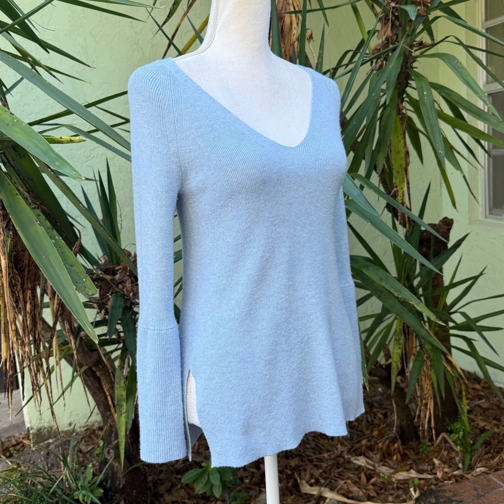 J Crew Light Blue Bell Sleeve Sweater